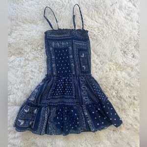 Flowers by Zoe Blue Pleated Sundress Spaghetti Strap Casual